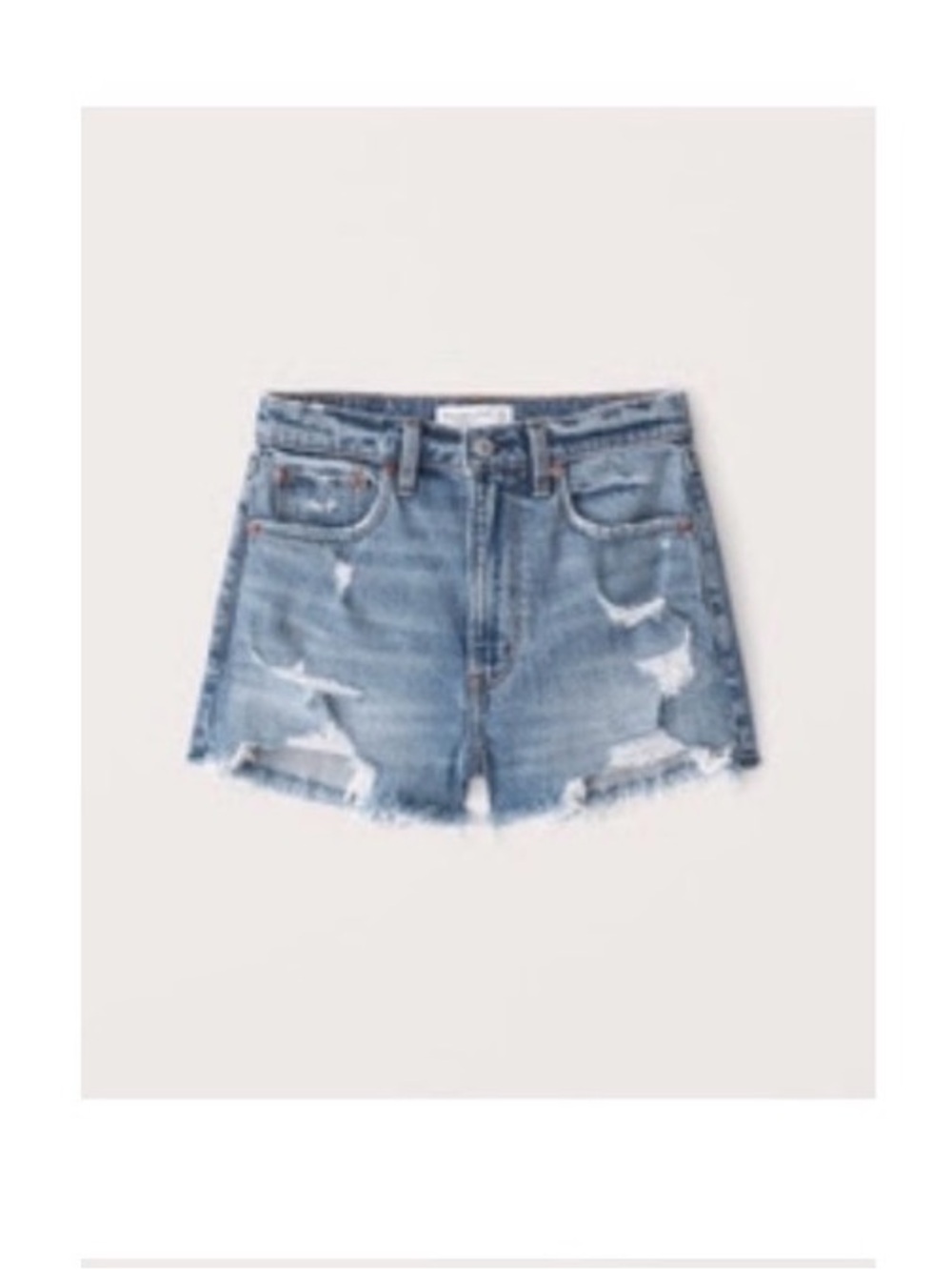 Distressed High-Rise Denim Shorts - Light Blue